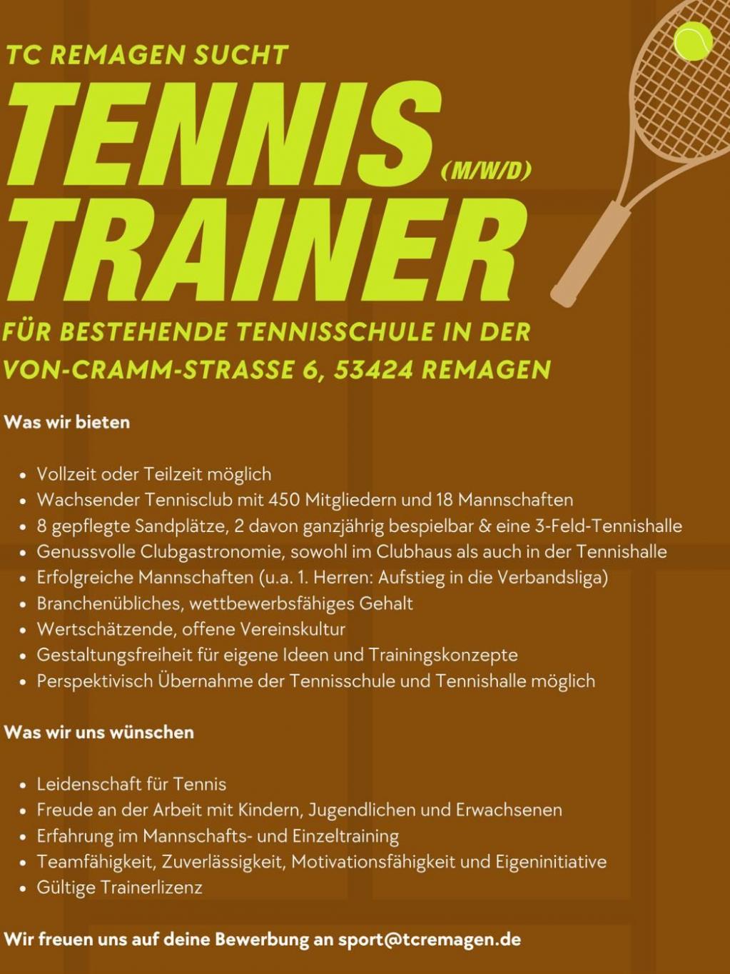 Romans Tennisschule Trainersuche
